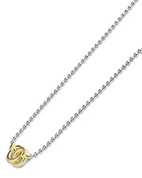 18K Yellow Gold & Sterling Silver Signature Caviar Interlocking Pendant Necklace, 16-18"