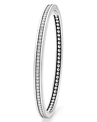 Sterling Silver Caviar Spark Diamond Bangle Bracelet