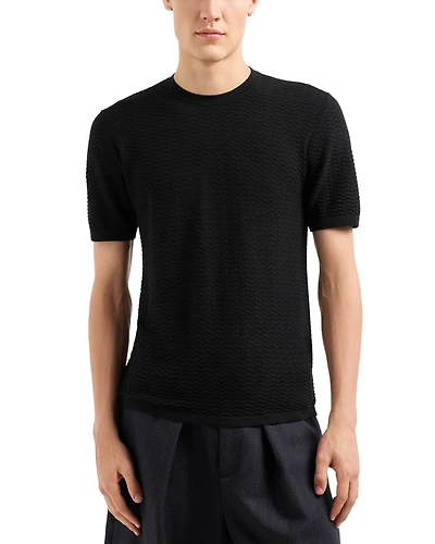Allover Jacquard Short Sleeve Sweater