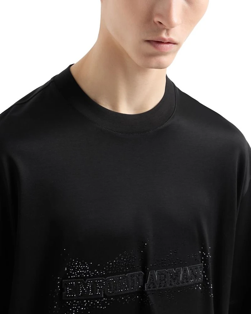 Rhinestone Embellished Logo Tee