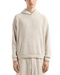 Emporio Armani Ribbed Jersey Velvet Hooded Sweatshirt