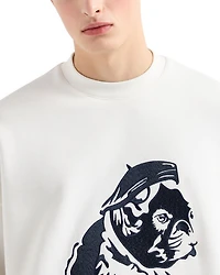 French Terry Crewneck Bulldog Embroidery Sweatshirt
