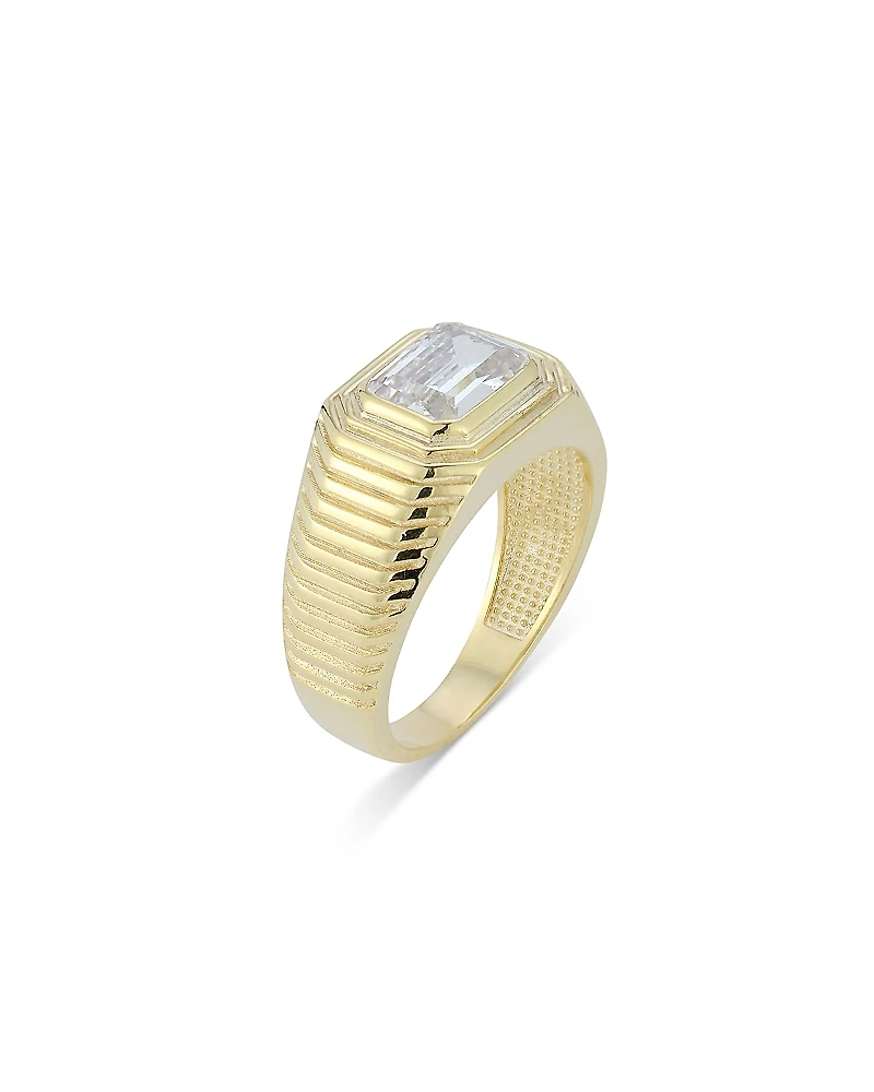 Aqua Cubic Zirconia Ribbed Dome Ring - Exclusive