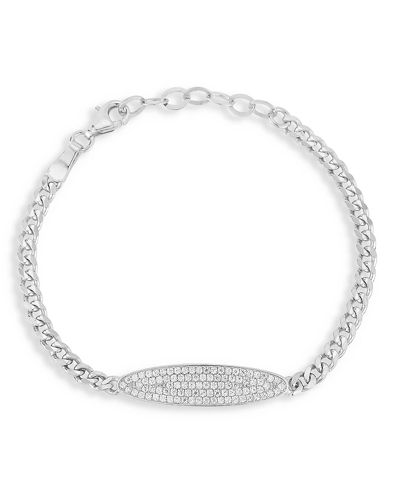 Aqua Cubic Zirconia Pave Id Bar Bracelet - Exclusive