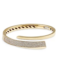 18K Yellow Gold Like Diamond Pavé Bypass Bangle Bracelet - Exclusive, Italy Campaign
