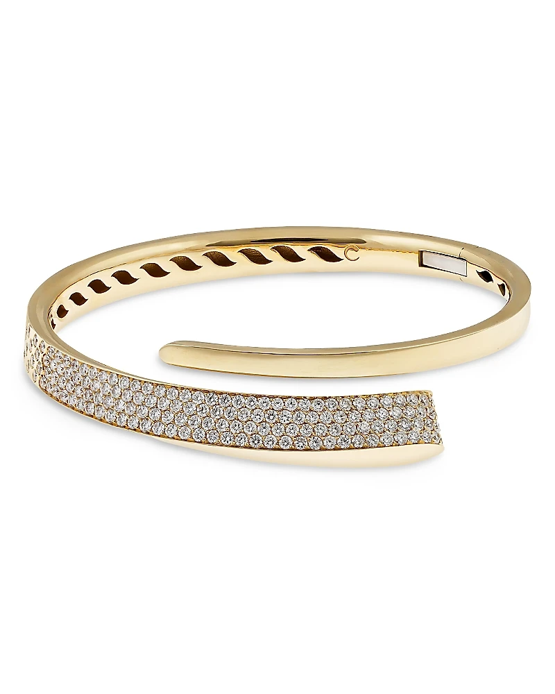 Crivelli 18K Yellow Gold Like Diamond Pave Bypass Bangle Bracelet - Exclusive, Italy Campaign
