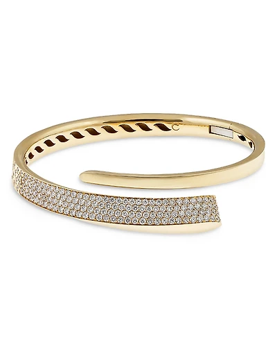 Crivelli 18K Yellow Gold Like Diamond Pave Bypass Bangle Bracelet - Exclusive, Italy Campaign