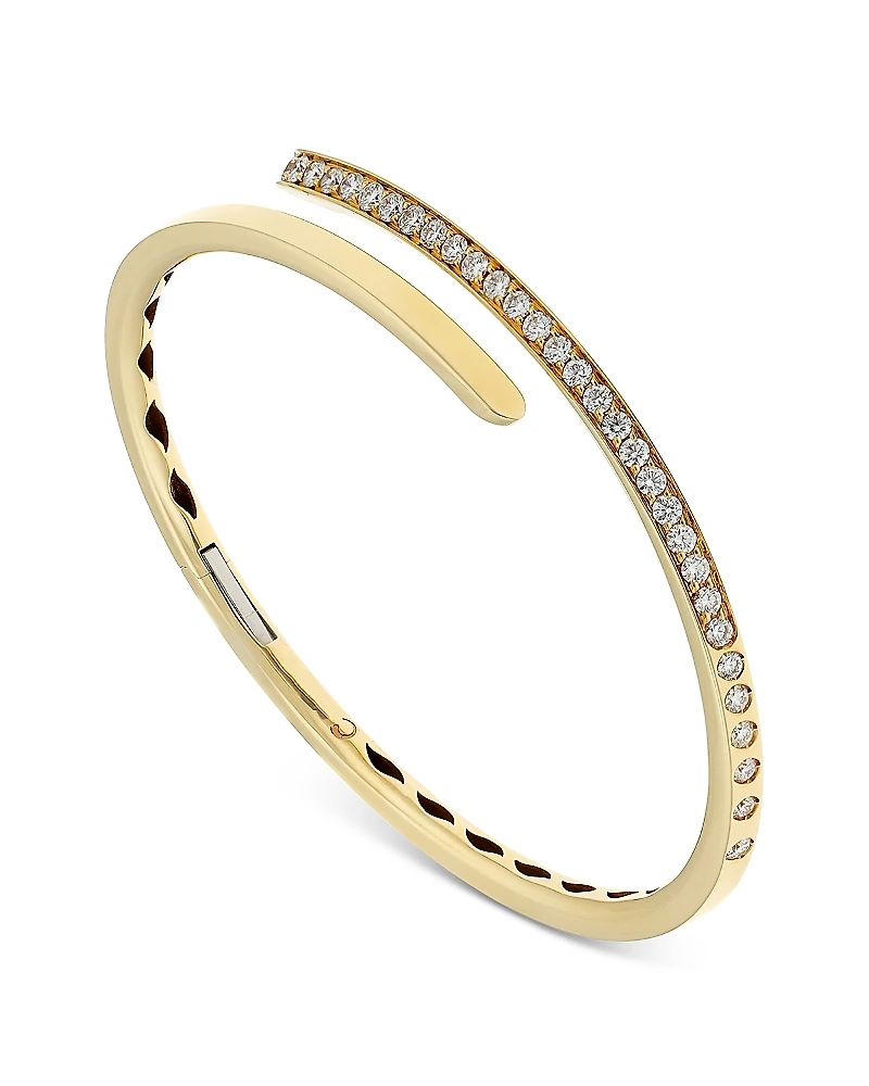 Crivelli 18K Yellow Gold Like Diamond Pave Bypass Slim Bangle Bracelet - Exclusive, Italy Campaign