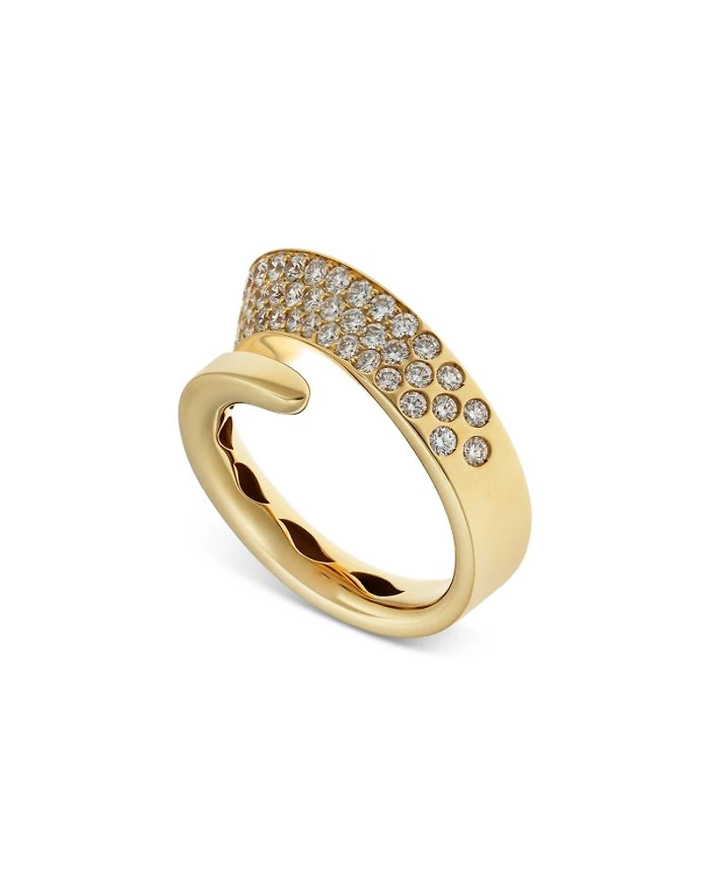 18K Yellow Gold Like Diamond Pavé Bypass Ring - Exclusive, Italy Campaign