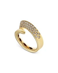 18K Yellow Gold Like Diamond Pavé Bypass Ring - Exclusive, Italy Campaign