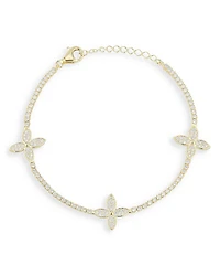 Aqua Cubic Zirconia Clover Tennis Style Bracelet- Exclusive