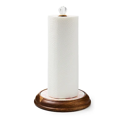Mackenzie-Childs Rosy Check Wood Paper Towel Holder