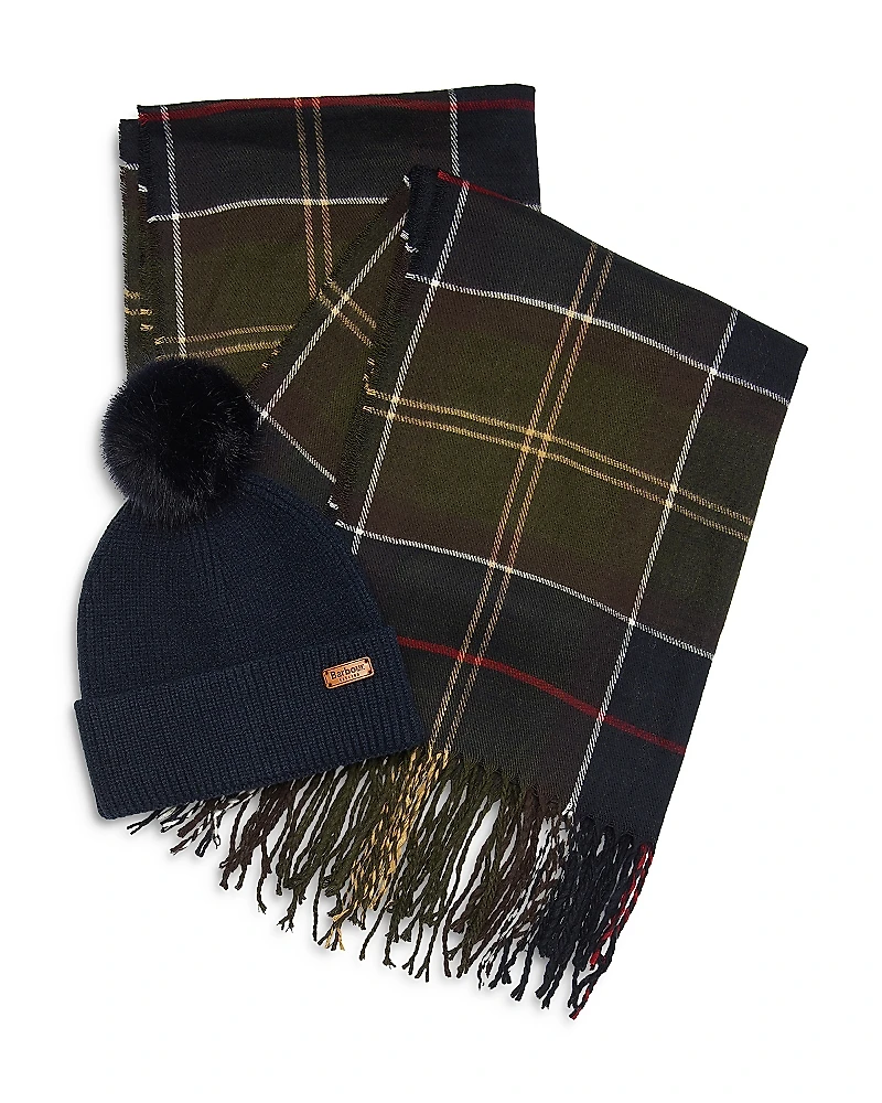 Barbour Dover Beanie & Hailes Scarf Gift Set