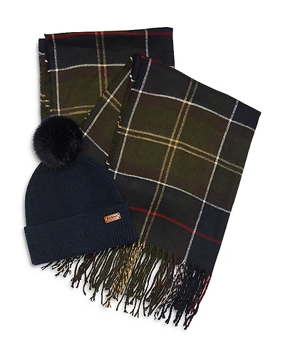 Barbour Dover Beanie & Hailes Scarf Gift Set