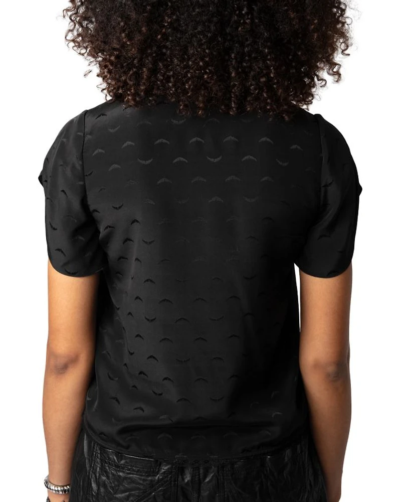 Tiffany Jacquard Wings Silk Blouse