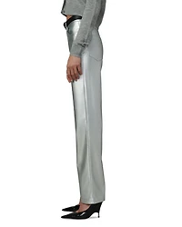 The Margot Faux Leather Straight Jeans Plated Silver