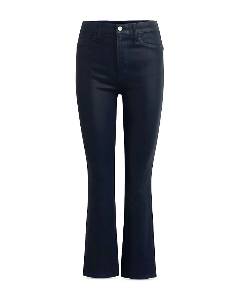 The Callie Coated High Rise Cropped Bootcut Jeans Navy