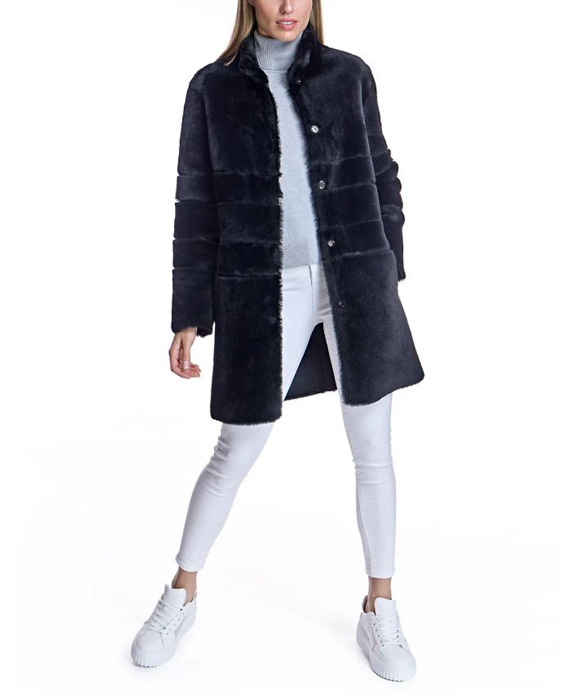 Reversible Seam-Out Shearling Shortcoat