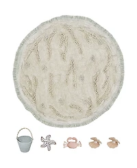 Lorena Canals Sea Wonders Washable play Island Round Area Rug, 4' x 4'