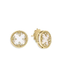 Roberto Coin 18K Yellow Gold Venetian Princess Medallion Mother of Pearl & Diamond Stud Earrings