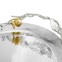 Pomegranate Silver and Gold Tone Oval Tray