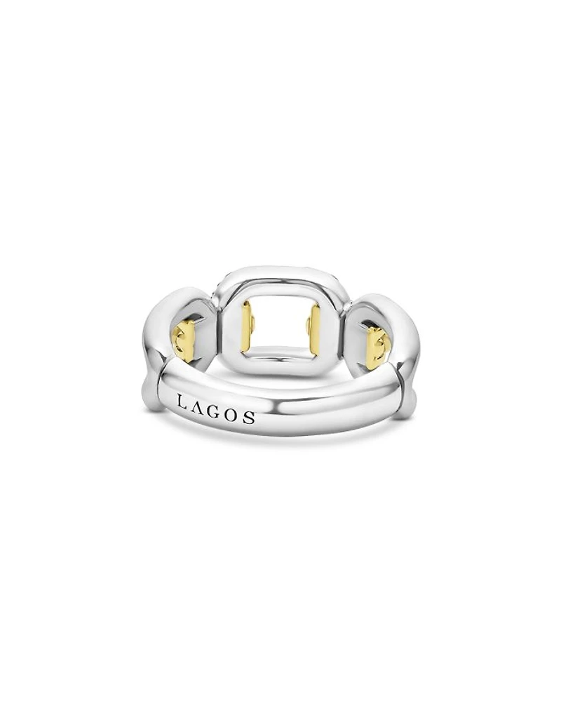 18K Yellow Gold & Sterling Silver Signature Caviar Diamond Link Statement Ring