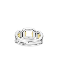 18K Yellow Gold & Sterling Silver Signature Caviar Diamond Link Statement Ring