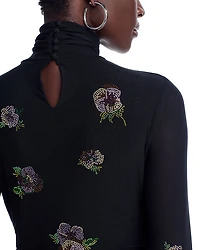 Pansies Mesh Turtleneck Top - Exclusive