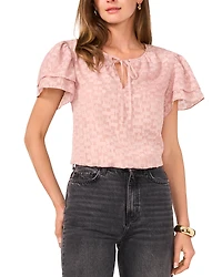 Vince Camuto Textured Flutter Sleeve Blouse