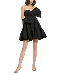 Mac Duggal Strapless Faille Twist Bow Mini Dress