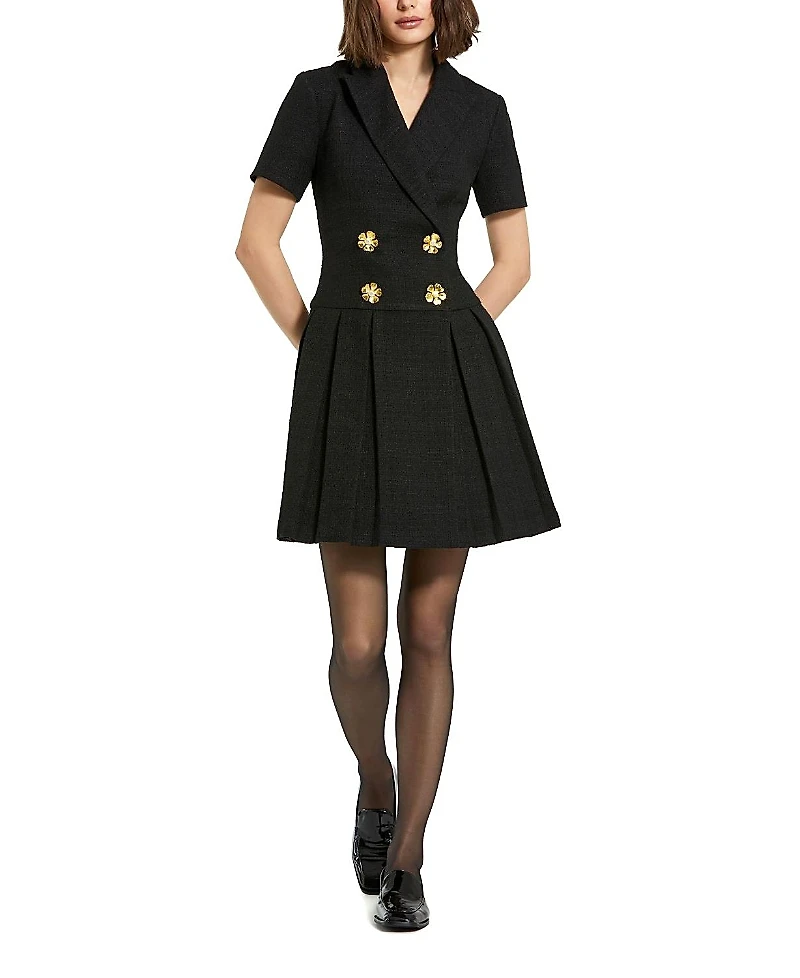Mac Duggal Tweed Short Sleeve Blazer Mini Dress