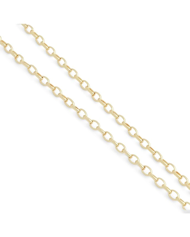 Bamboo White Stone Pendant Necklace in 18K Gold Plated, 18"- 20"