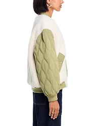 Quilted Faux Fur Bomber Jacket