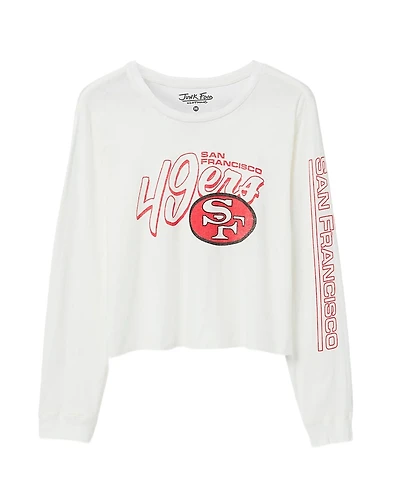 Junk Food Clothing Women's Nfl San Francisco 49ers Touchdown Long Sleeve Cropped Tee