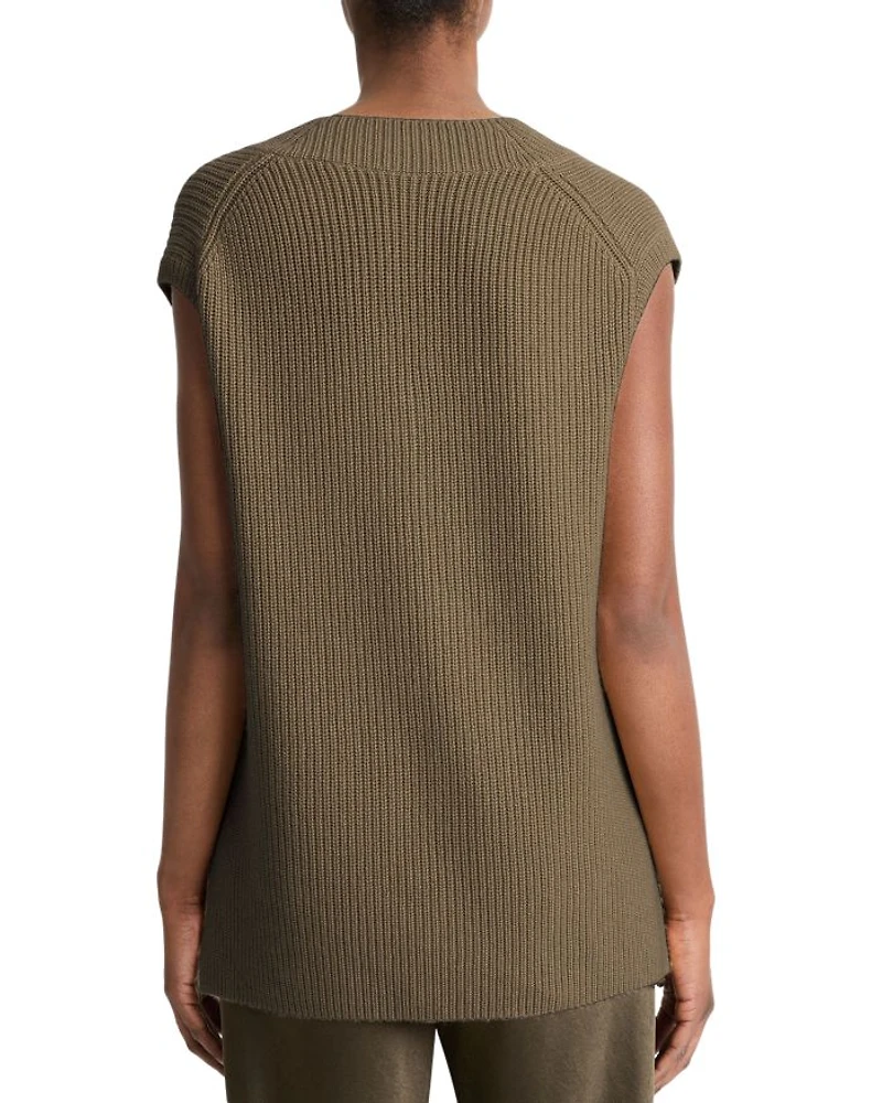 Ribbed V Neck Wool and Cashmere Vest