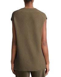 Ribbed V Neck Wool and Cashmere Vest