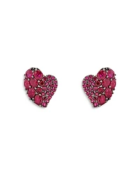 Piranesi 18K Yellow Gold Small Wave Heart Earrings with Rubies