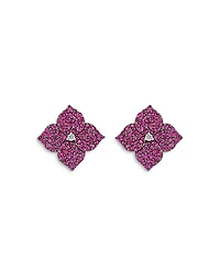 Piranesi 18K Rose Gold Fiore Pink Sapphire & Diamond Pave Flower Large Stud Earrings