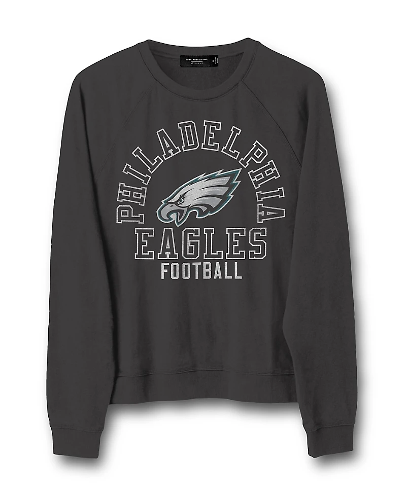 Junk Food Clothing Women's Nfl Philadelphia Eagles Flocked Raglan Crew Fleece