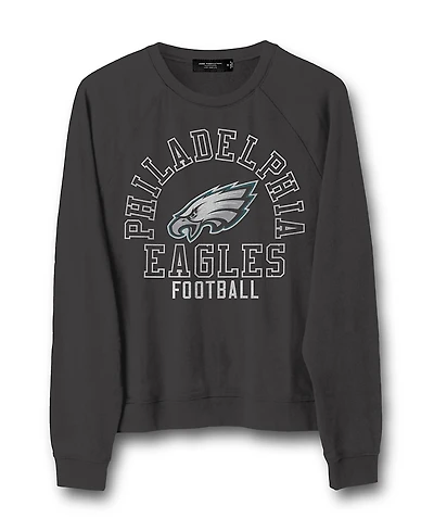 Junk Food Clothing Women's Nfl Philadelphia Eagles Flocked Raglan Crew Fleece