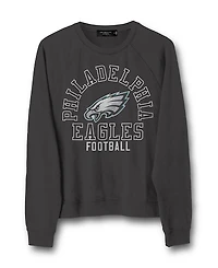 Junk Food Clothing Women's Nfl Philadelphia Eagles Flocked Raglan Crew Fleece