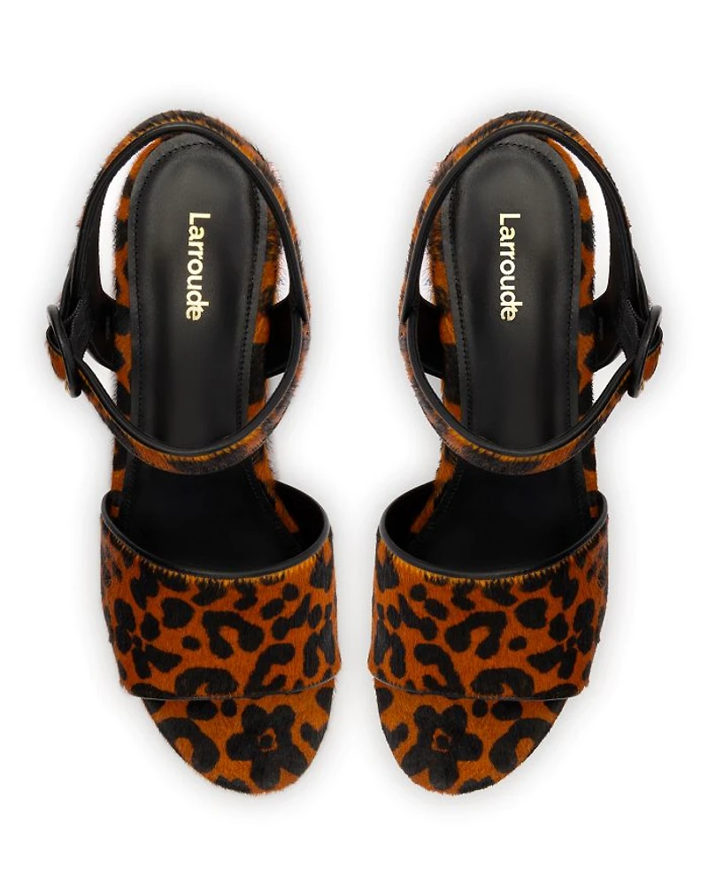 Women's Miso Animal Print Calf Hair High Heel Platform Sandals