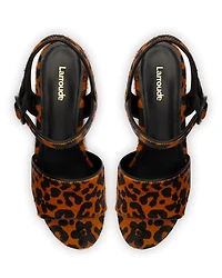 Women's Miso Animal Print Calf Hair High Heel Platform Sandals