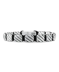 David Yurman Men's Sculpted Cable Woven Tile Bracelet with Sterling Silver and Black Nylon