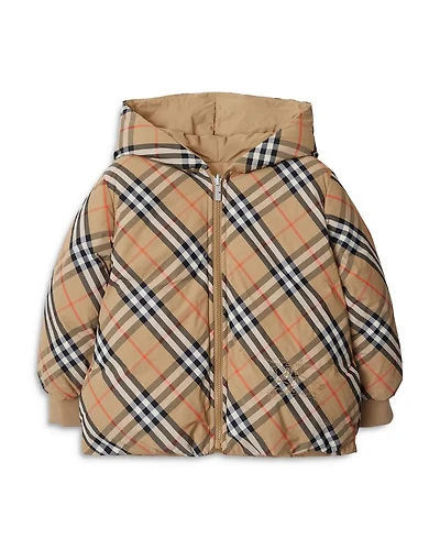 Girls' Reversible Check Puffer Jacket - Little Kid, Big Kid