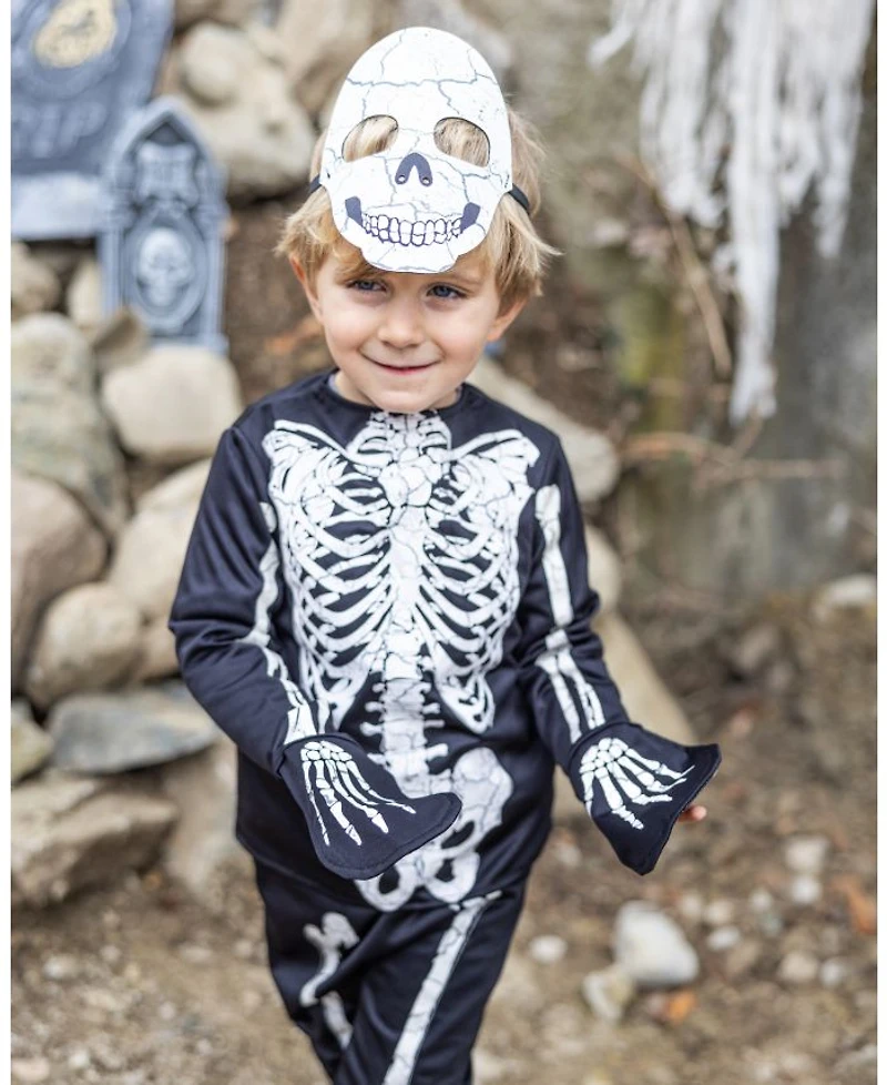 Glow the Dark Skeleton Shirt, Pants, and Mask Costume - Ages 3-8 Years