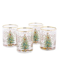 Spode Christmas Tree Polka Dot Double Old Fashioned Glass, Set of 4