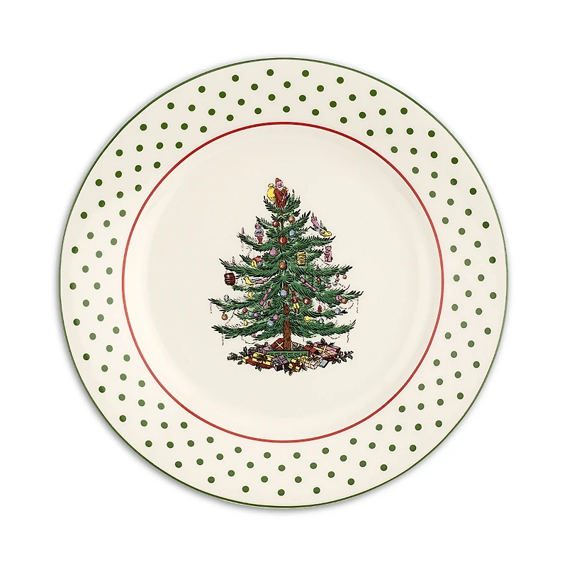 Spode Christmas Tree Polka Dot Dessert Plates, Set of 4