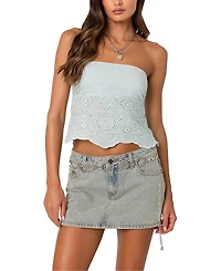 Edikted Scalloped Eyelet Tube Top