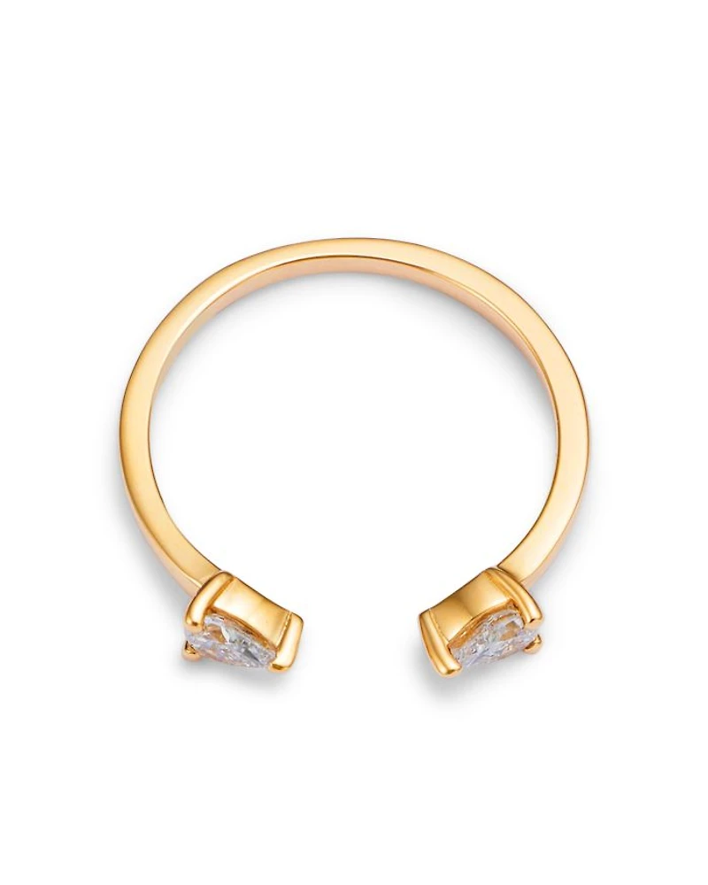 14K Yellow Gold Lab Grown Pear Cut Cuff Ring